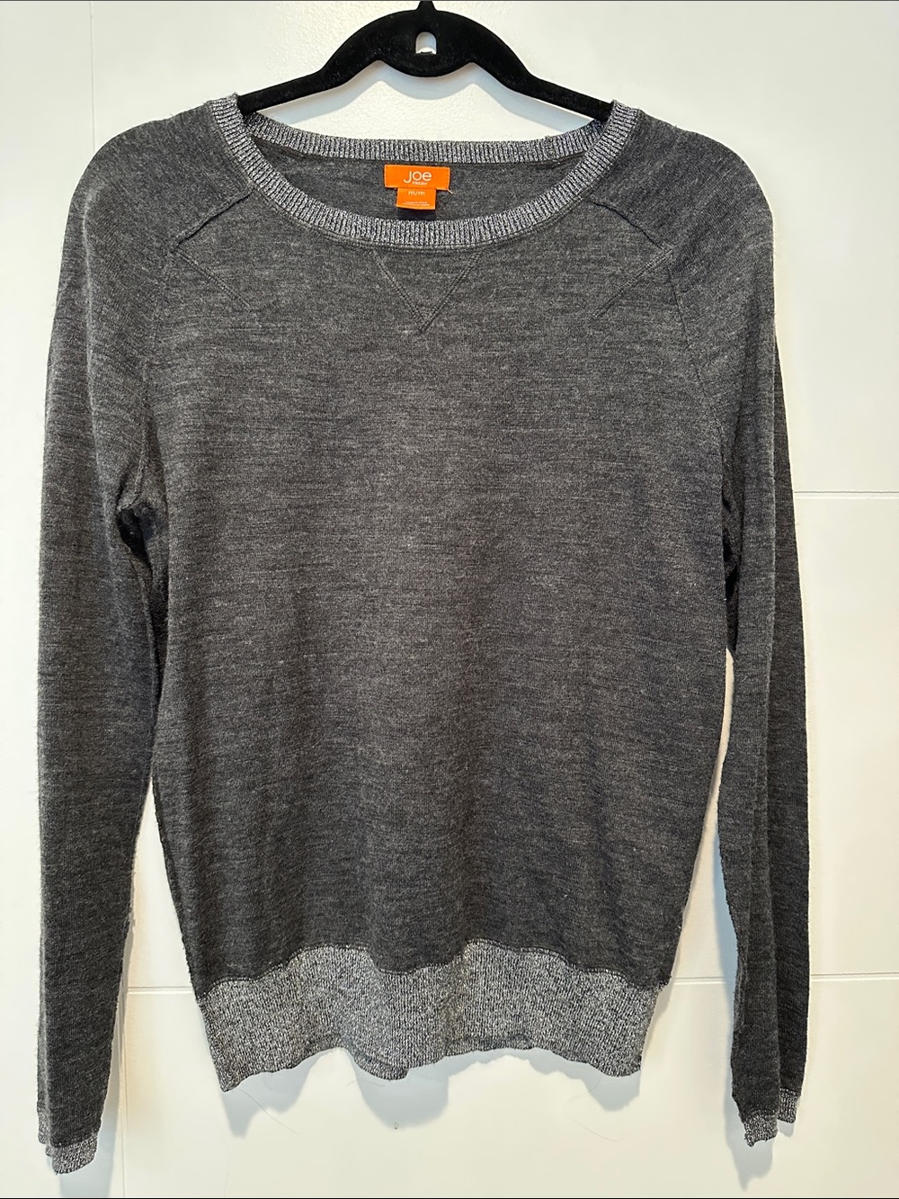 Joe Fresh Charcoal Gray Crewneck Sweater with Heathered Hem